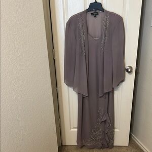 R&M Richards Maxi Dress with Jacket in Taupe